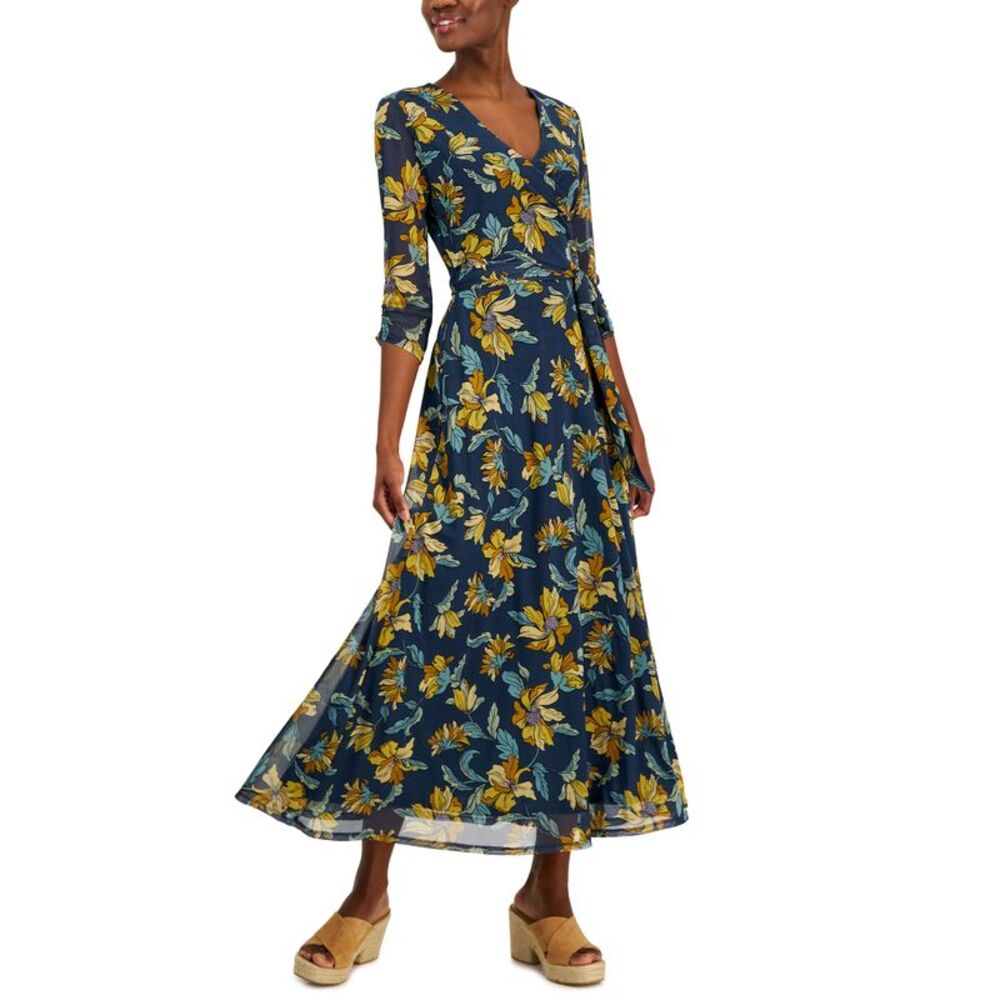 Jamie & Layla Petite Paisley-Print Faux-Wrap Maxi Dress